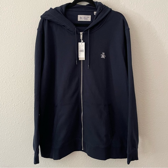 NWT Original Penguin men’s navy blue zip up hooded sweatshirt, size XXL - Picture 1 of 9